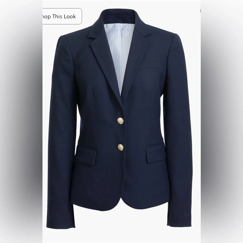 J. Crew Women's Navy Blazer with Gold Buttons - Picture 3 of 6